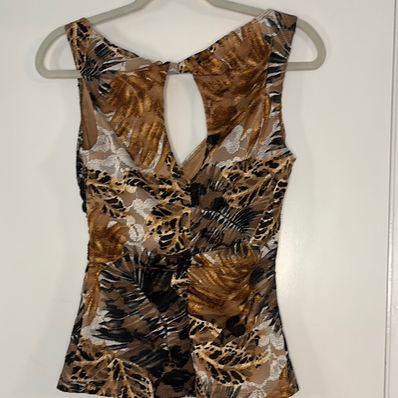 Cache Animal Print Tropical Lace Tank Top Resort Vacation - Picture 5 of 6